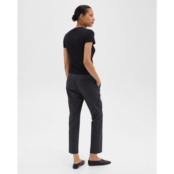 Theory Womens Size 10 10x25 Dark Gray Treeca 2 Stretch Wool Crop Suit Pants - Picture 7 of 9
